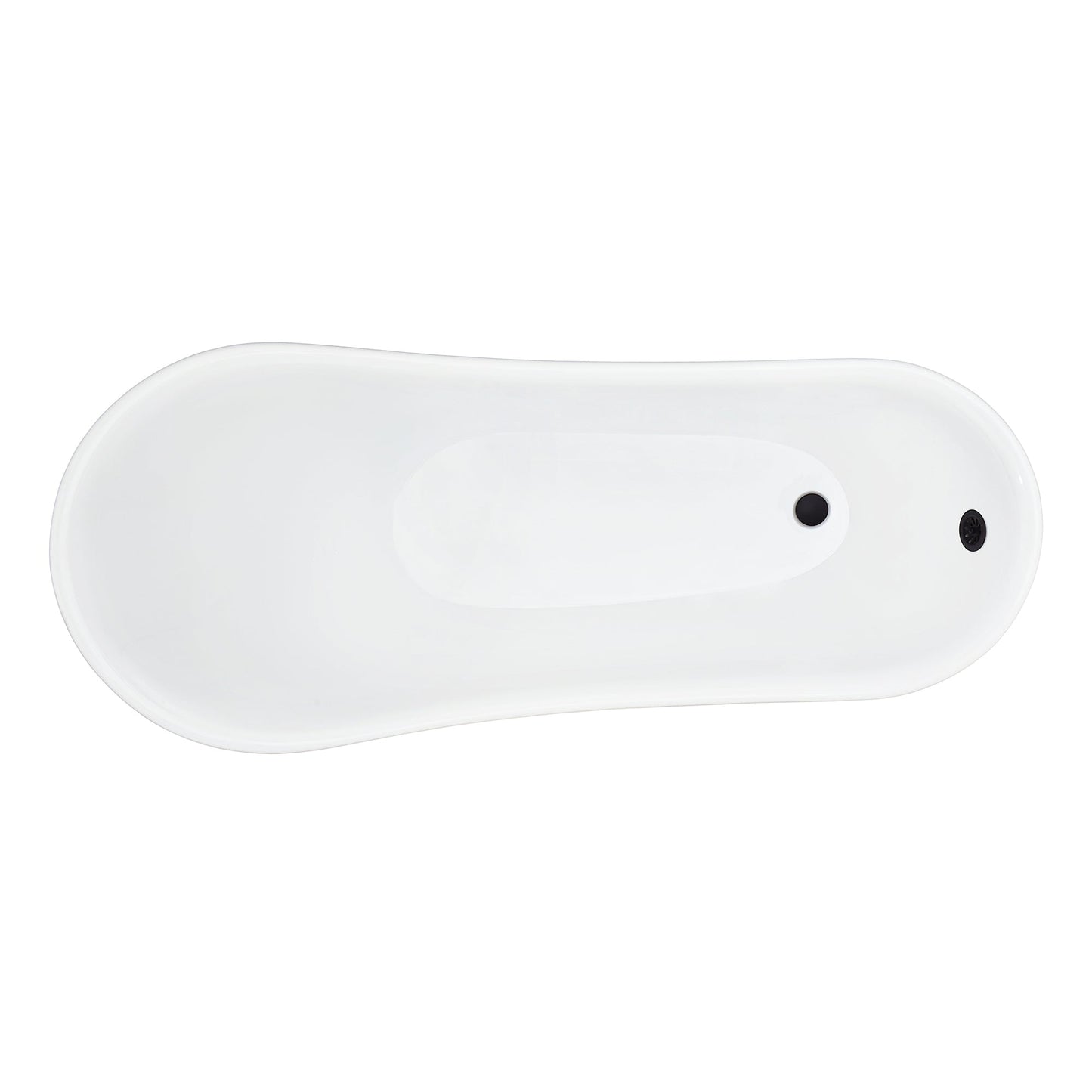 Fandi 64" x 28" Acrylic Clawfoot Soaking Bathtub in Glossy White with Matte Black Drain and Overflow