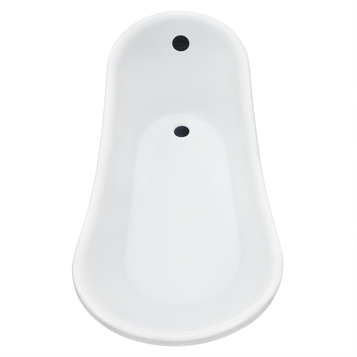 Fandi 64" x 28" Acrylic Clawfoot Soaking Bathtub in Glossy White with Matte Black Drain and Overflow