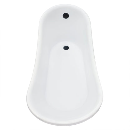 Fandi 64" x 28" Acrylic Clawfoot Soaking Bathtub in Glossy White with Matte Black Drain and Overflow
