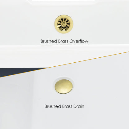 Kerta 67" x 29" Acrylic Clawfoot Soaking Bathtub in Glossy Gray with Brushed Brass Drain and Overflow