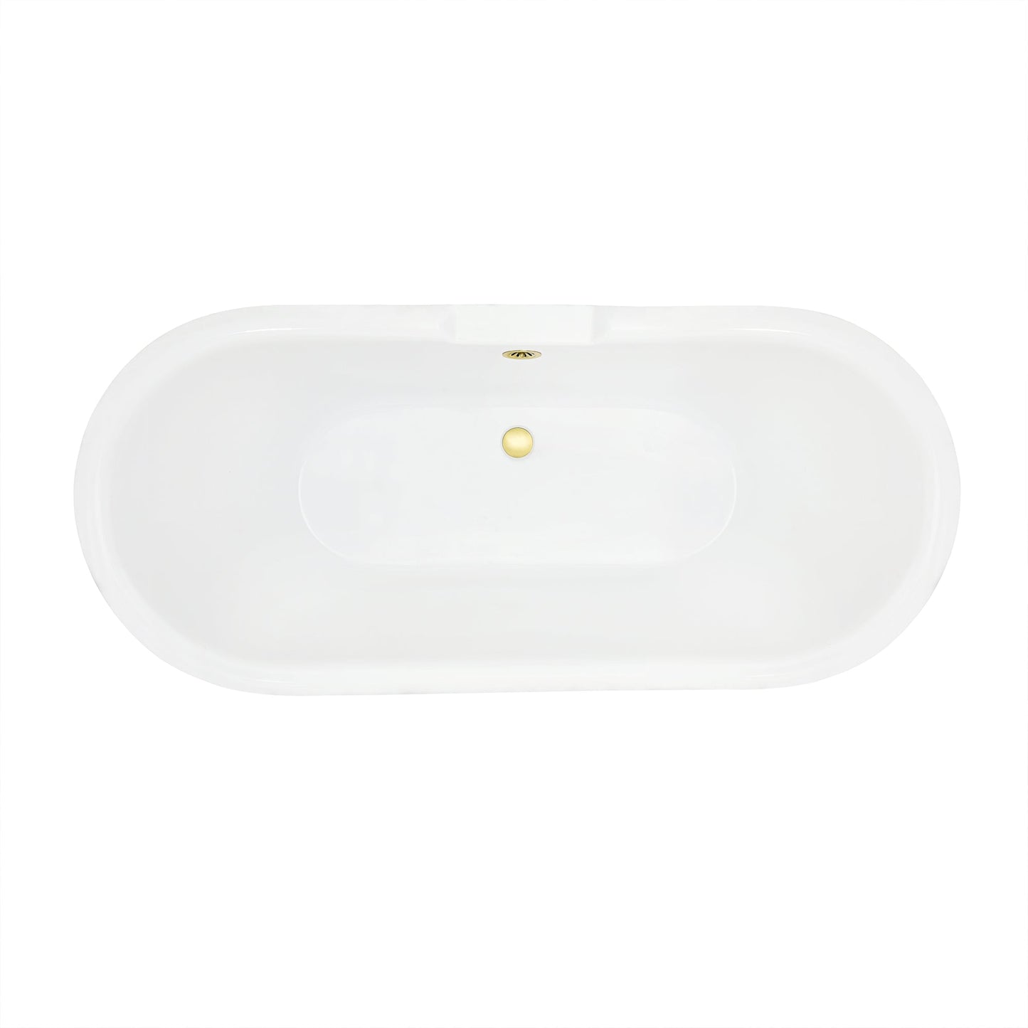 Kerta 67" x 29" Acrylic Clawfoot Soaking Bathtub in Glossy Gray with Brushed Brass Drain and Overflow