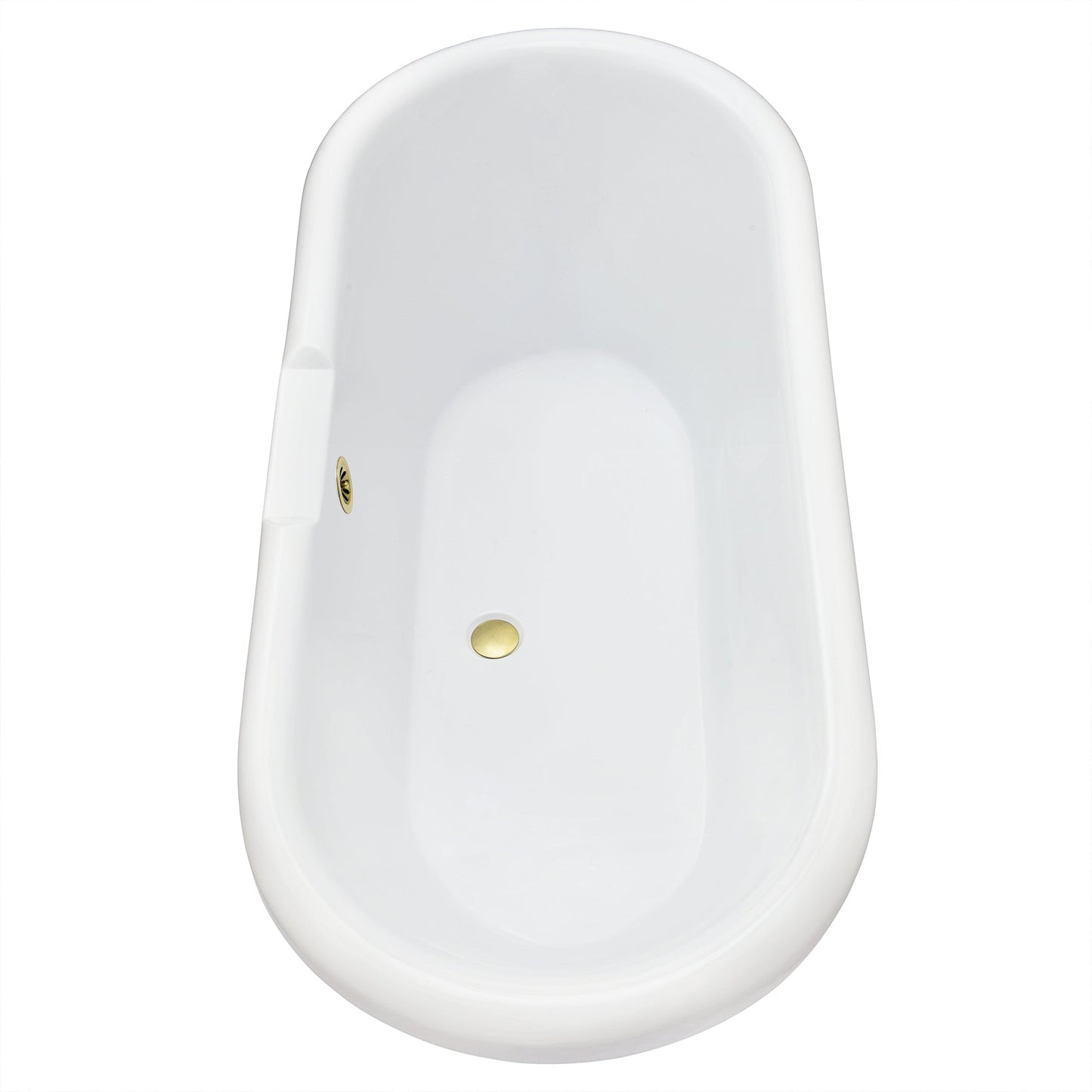Kerta 67" x 29" Acrylic Clawfoot Soaking Bathtub in Glossy Gray with Brushed Brass Drain and Overflow