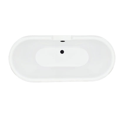 Kerta 67" x 29" Acrylic Clawfoot Soaking Bathtub in Glossy White with Matte Black Drain and Overflow