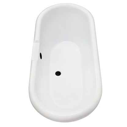 Kerta 67" x 29" Acrylic Clawfoot Soaking Bathtub in Glossy White with Matte Black Drain and Overflow