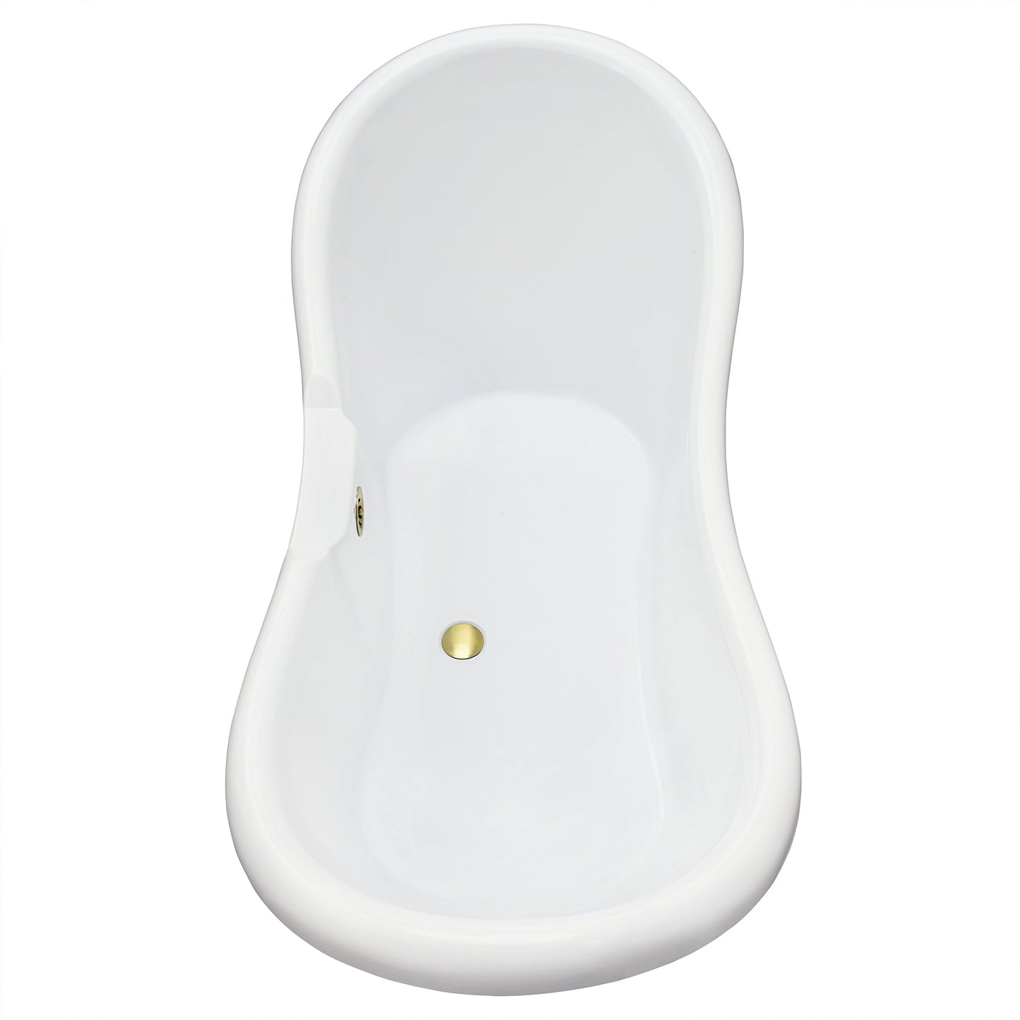Porva 69" x 29" Acrylic Clawfoot Soaking Bathtub in Glossy Black with Brushed Brass Drain and Overflow