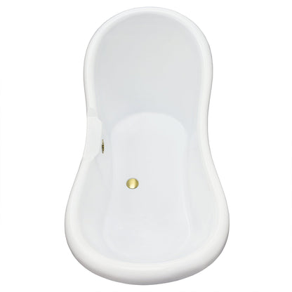 Porva 69" x 29" Acrylic Clawfoot Soaking Bathtub in Glossy Black with Brushed Brass Drain and Overflow