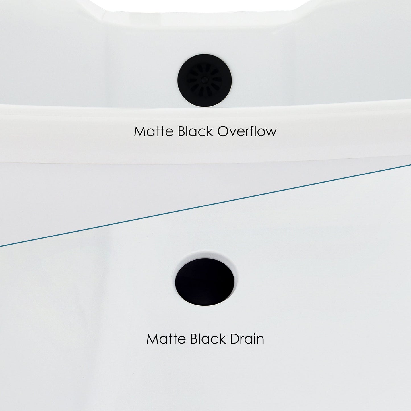 Porva 69" x 29" Acrylic Clawfoot Soaking Bathtub in Glossy White with Matte Black Drain and Overflow