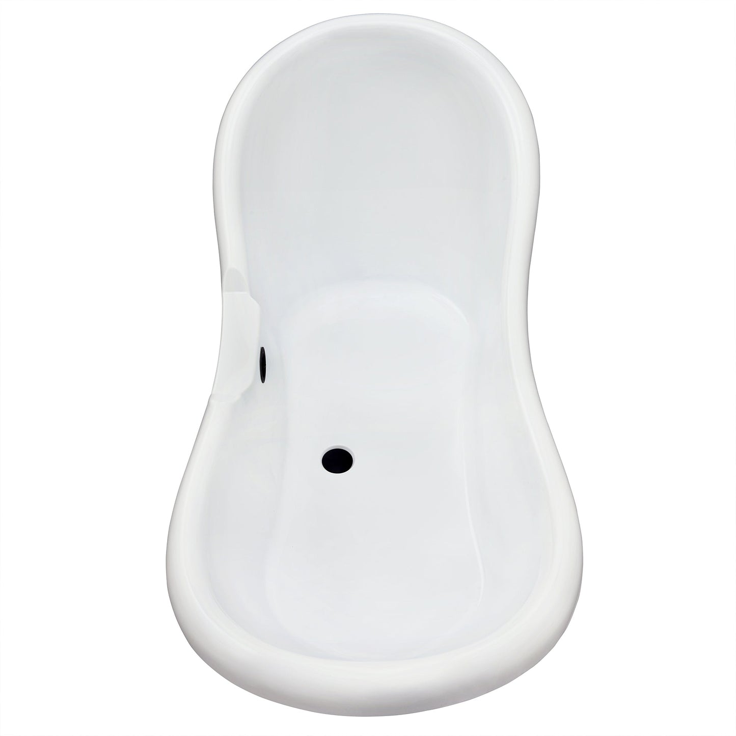 Porva 69" x 29" Acrylic Clawfoot Soaking Bathtub in Glossy White with Matte Black Drain and Overflow