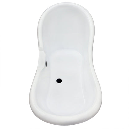 Porva 69" x 29" Acrylic Clawfoot Soaking Bathtub in Glossy White with Matte Black Drain and Overflow