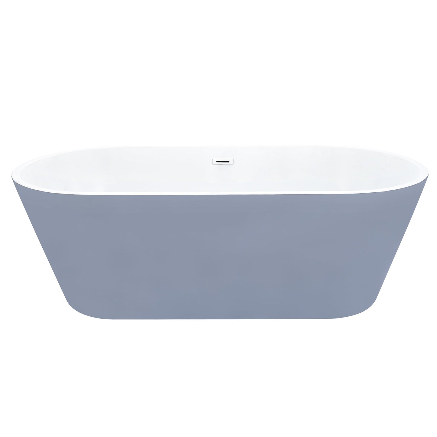 Szany 67" x 32" Flatbottom Freestanding Acrylic Soaking Bathtub in Glossy Gray with Drain and Overflow