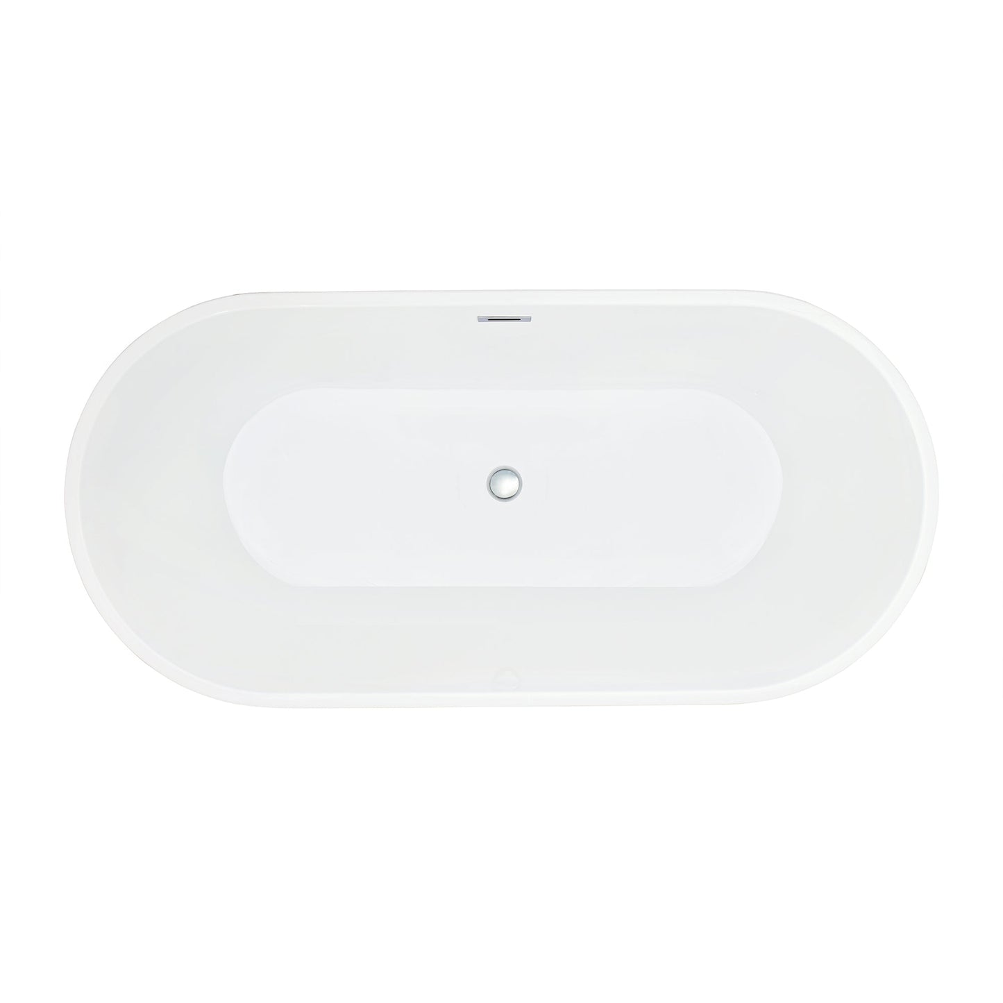 Szany 67" x 32" Flatbottom Freestanding Acrylic Soaking Bathtub in Glossy Gray with Drain and Overflow