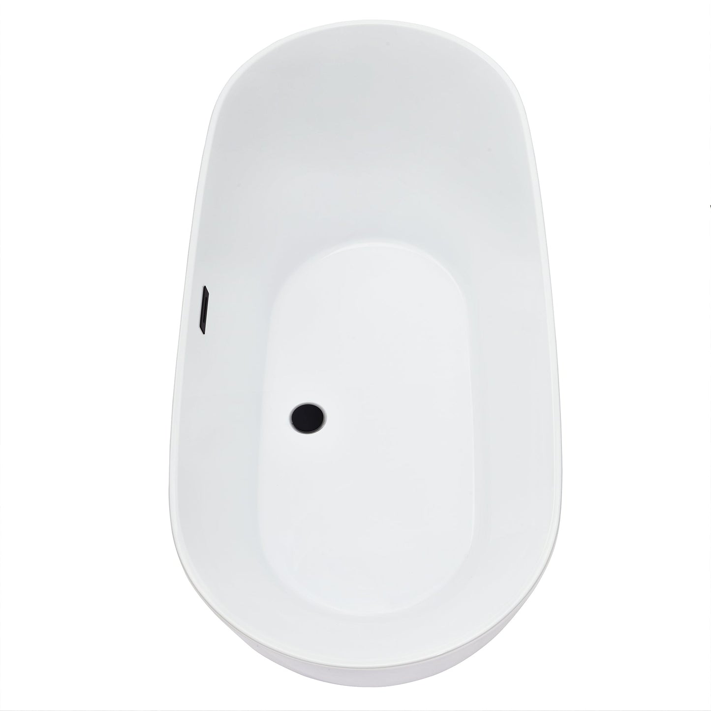 Tazlar 63" x 28" Flatbottom Freestanding Acrylic Soaking Bathtub in Glossy White with Drain and Overflow