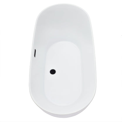 Tazlar 63" x 28" Flatbottom Freestanding Acrylic Soaking Bathtub in Glossy White with Drain and Overflow