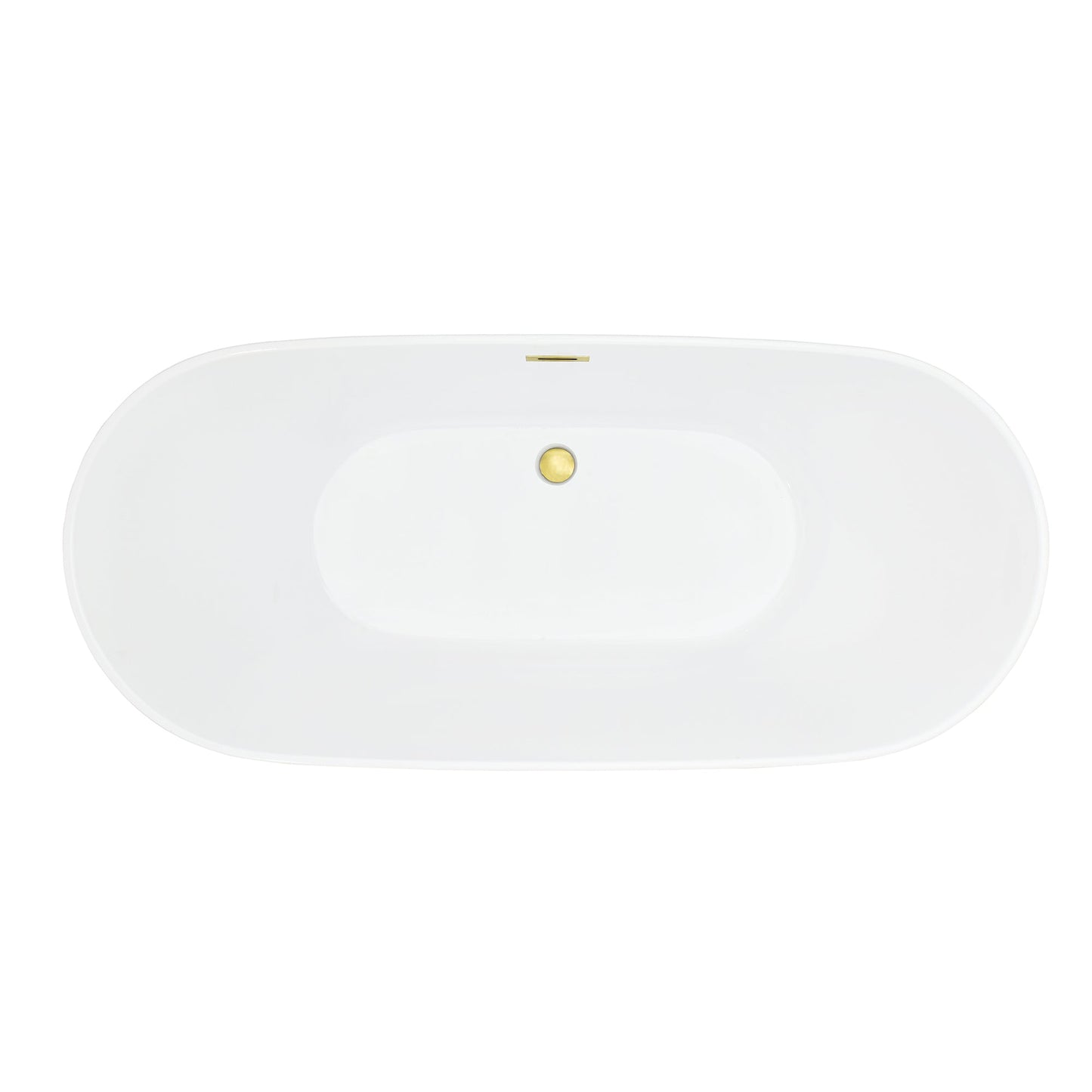 Tazlar 63" x 28" Flatbottom Freestanding Acrylic Soaking Bathtub in Glossy White with Drain and Overflow