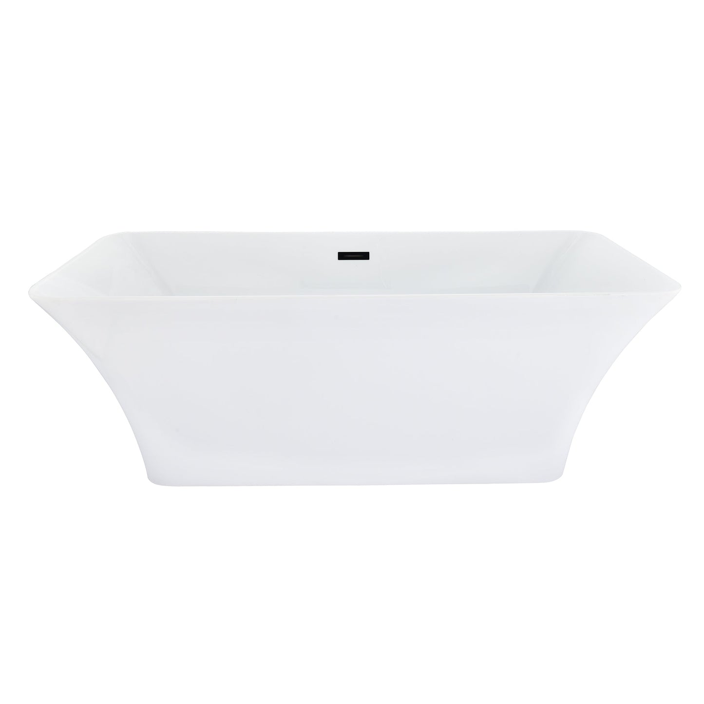 Carani 65" x 28" Flatbottom Freestanding Acrylic Soaking Bathtub in Glossy White with Drain and Overflow