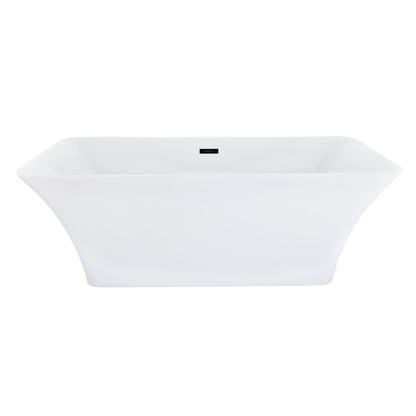 Carani 65" x 28" Flatbottom Freestanding Acrylic Soaking Bathtub in Glossy White with Drain and Overflow