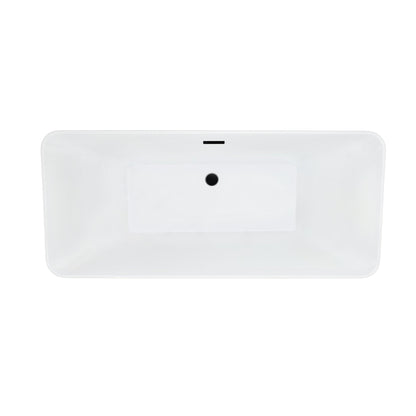 Carani 65" x 28" Flatbottom Freestanding Acrylic Soaking Bathtub in Glossy White with Drain and Overflow