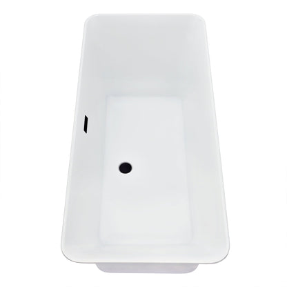 Carani 65" x 28" Flatbottom Freestanding Acrylic Soaking Bathtub in Glossy White with Drain and Overflow