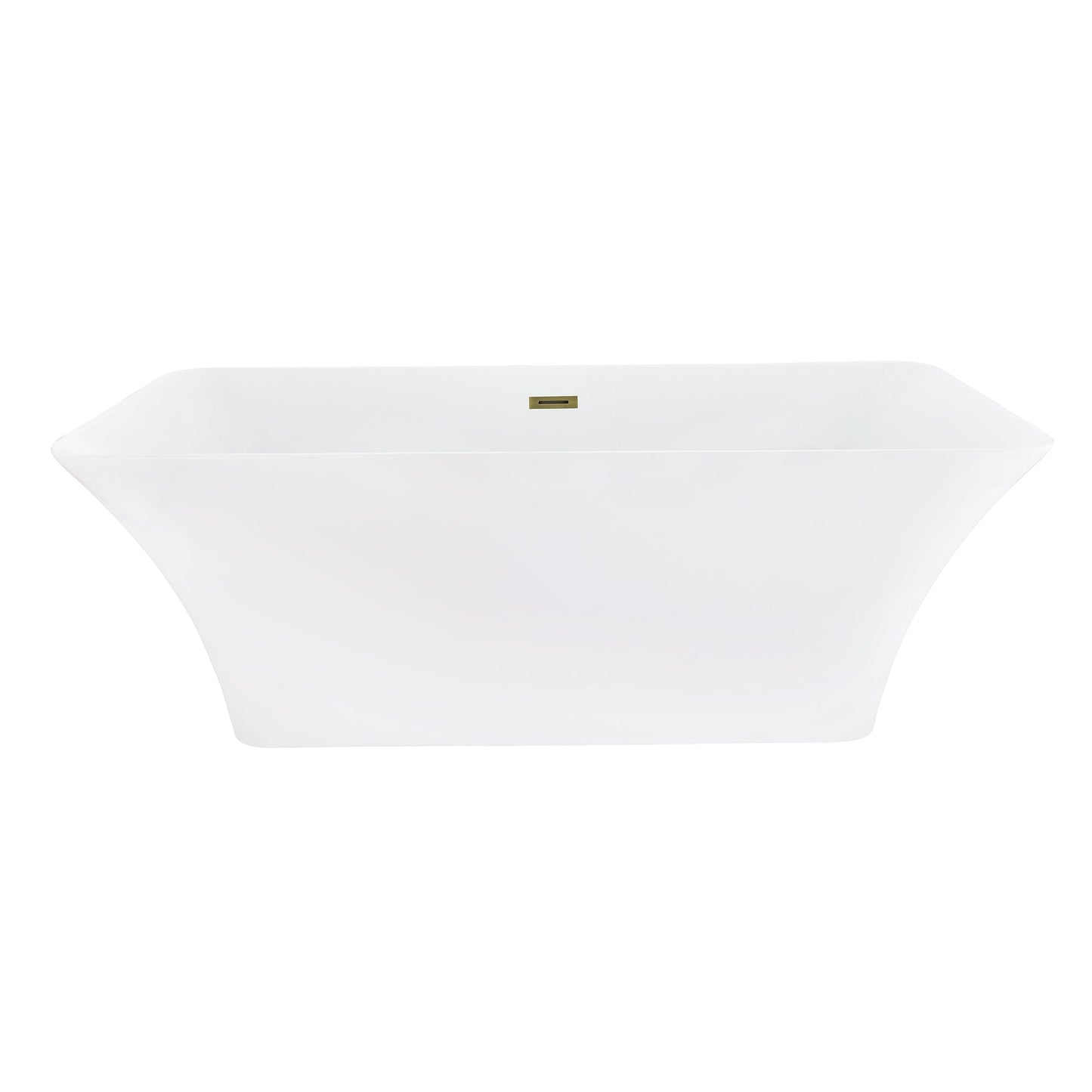Carani 65" x 28" Flatbottom Freestanding Acrylic Soaking Bathtub in Glossy White with Drain and Overflow