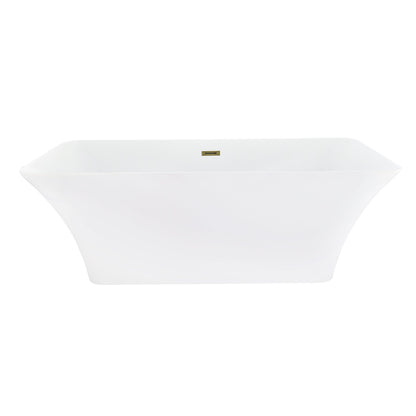Carani 65" x 28" Flatbottom Freestanding Acrylic Soaking Bathtub in Glossy White with Drain and Overflow