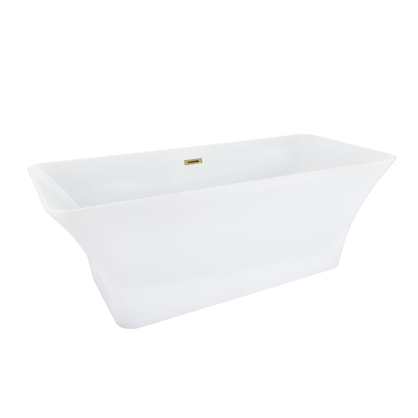Carani 65" x 28" Flatbottom Freestanding Acrylic Soaking Bathtub in Glossy White with Drain and Overflow