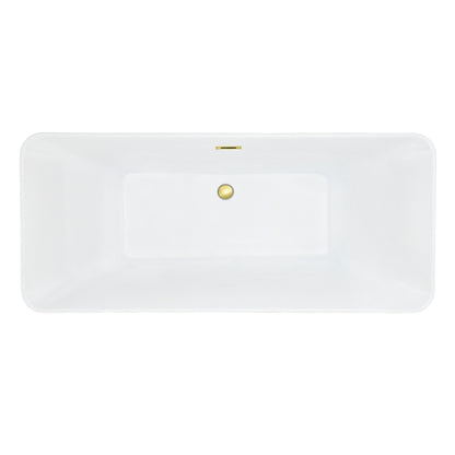 Carani 65" x 28" Flatbottom Freestanding Acrylic Soaking Bathtub in Glossy White with Drain and Overflow