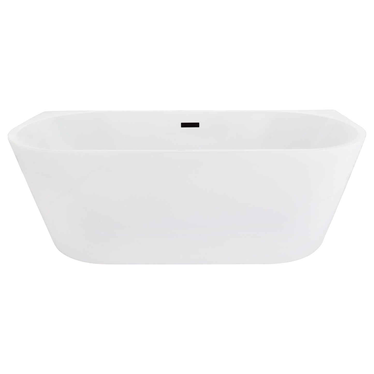 Satchi 67" x 32" Flatbottom Freestanding Acrylic Soaking Bathtub in Glossy White with Drain and Overflow