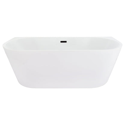 Satchi 67" x 32" Flatbottom Freestanding Acrylic Soaking Bathtub in Glossy White with Drain and Overflow