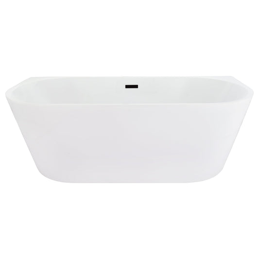 Satchi 67" x 32" Flatbottom Freestanding Acrylic Soaking Bathtub in Glossy White with Drain and Overflow