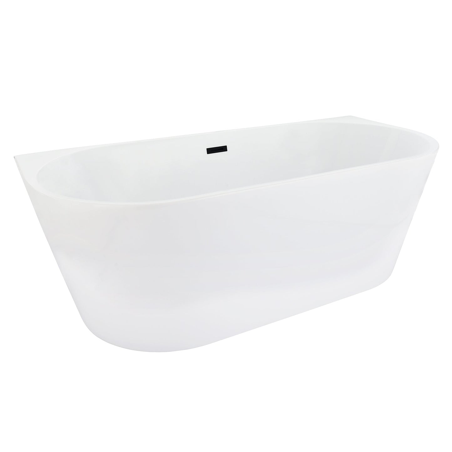 Satchi 67" x 32" Flatbottom Freestanding Acrylic Soaking Bathtub in Glossy White with Drain and Overflow