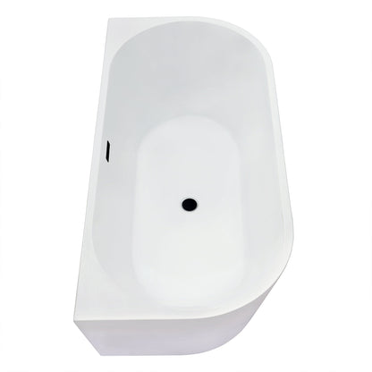 Satchi 67" x 32" Flatbottom Freestanding Acrylic Soaking Bathtub in Glossy White with Drain and Overflow