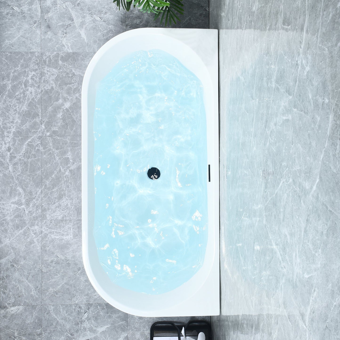 Satchi 67" x 32" Flatbottom Freestanding Acrylic Soaking Bathtub in Glossy White with Drain and Overflow