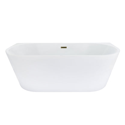 Satchi 67" x 32" Flatbottom Freestanding Acrylic Soaking Bathtub in Glossy White with Drain and Overflow