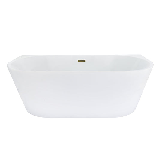 Satchi 67" x 32" Flatbottom Freestanding Acrylic Soaking Bathtub in Glossy White with Drain and Overflow