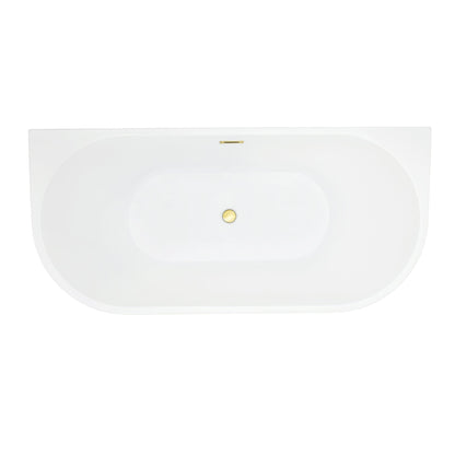 Satchi 67" x 32" Flatbottom Freestanding Acrylic Soaking Bathtub in Glossy White with Drain and Overflow