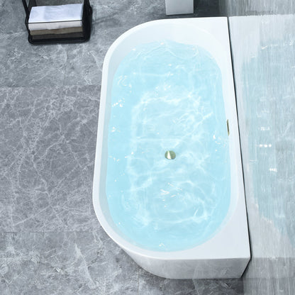 Satchi 67" x 32" Flatbottom Freestanding Acrylic Soaking Bathtub in Glossy White with Drain and Overflow