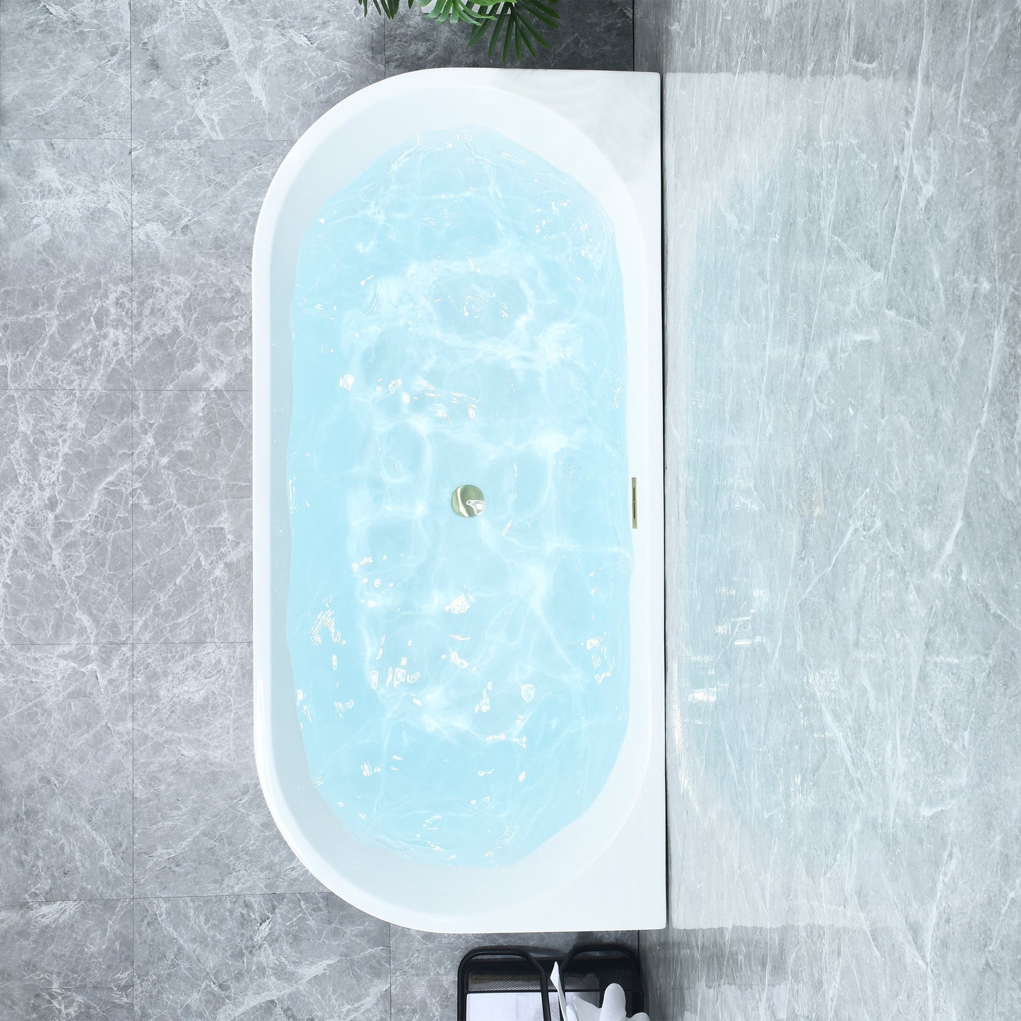 Satchi 67" x 32" Flatbottom Freestanding Acrylic Soaking Bathtub in Glossy White with Drain and Overflow