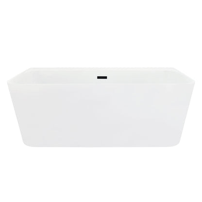 Groda 63" x 30" Flatbottom Freestanding Acrylic Soaking Bathtub in Glossy White with Drain and Overflow