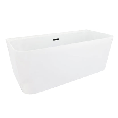 Groda 63" x 30" Flatbottom Freestanding Acrylic Soaking Bathtub in Glossy White with Drain and Overflow