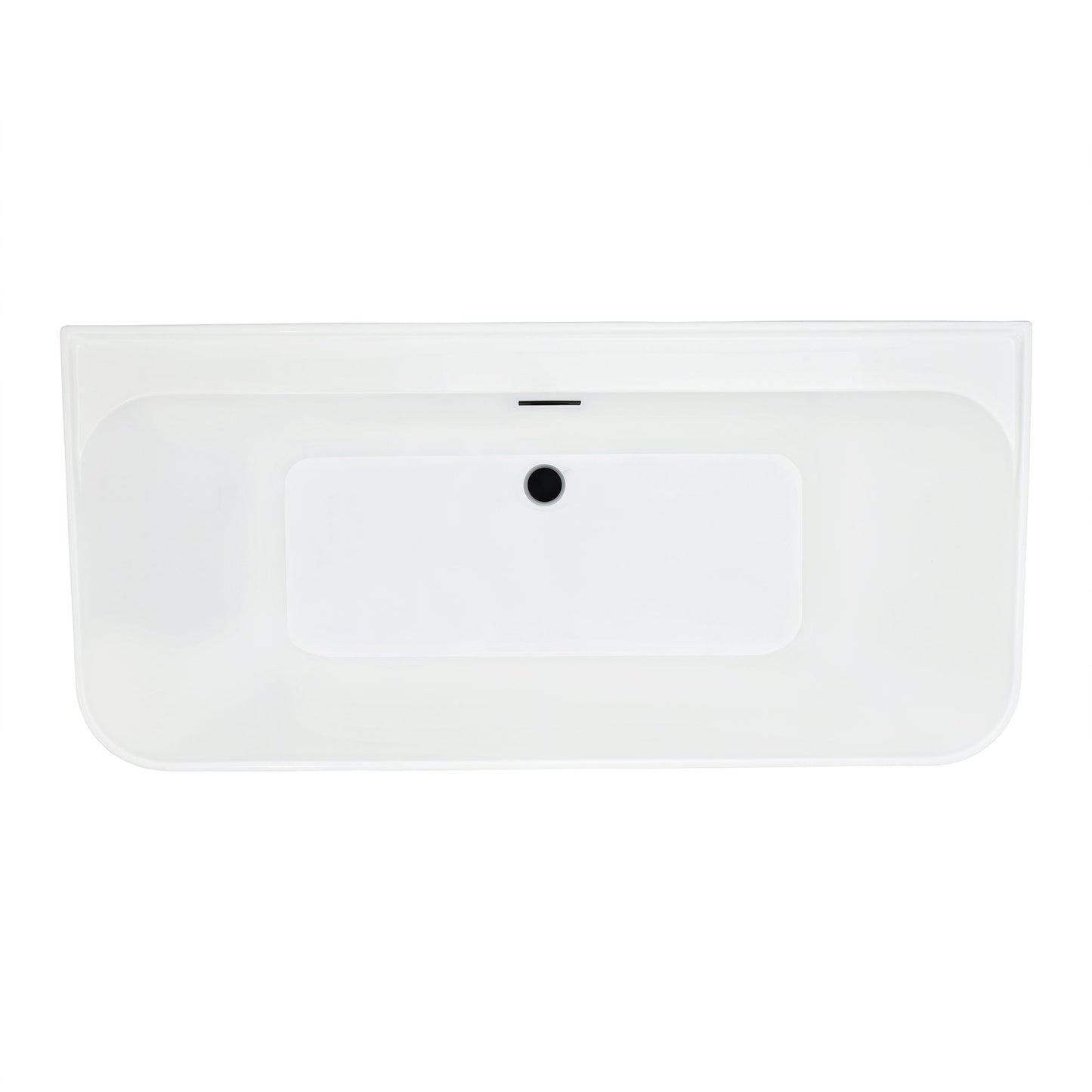 Groda 63" x 30" Flatbottom Freestanding Acrylic Soaking Bathtub in Glossy White with Drain and Overflow