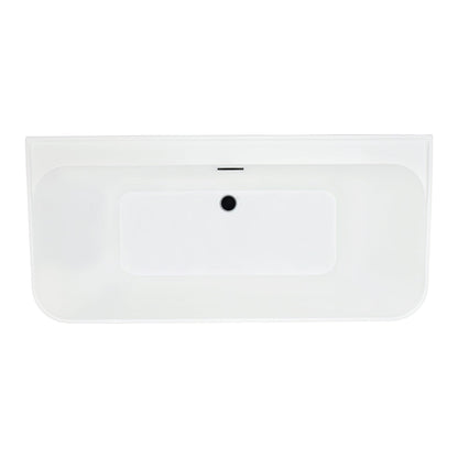 Groda 63" x 30" Flatbottom Freestanding Acrylic Soaking Bathtub in Glossy White with Drain and Overflow