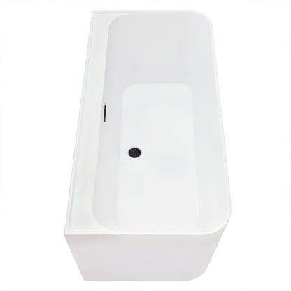 Groda 63" x 30" Flatbottom Freestanding Acrylic Soaking Bathtub in Glossy White with Drain and Overflow