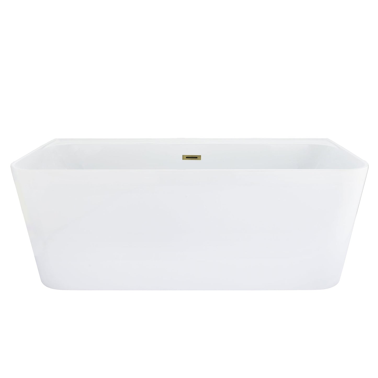 Groda 63" x 30" Flatbottom Freestanding Acrylic Soaking Bathtub in Glossy White with Drain and Overflow