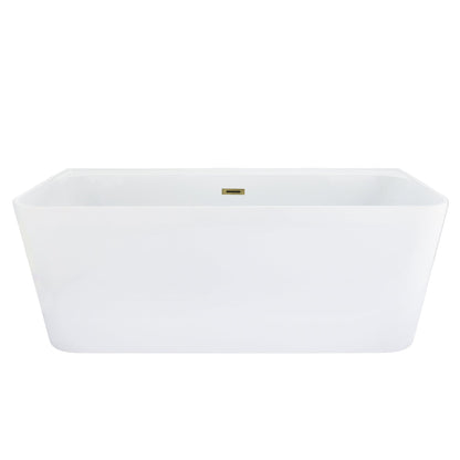 Groda 63" x 30" Flatbottom Freestanding Acrylic Soaking Bathtub in Glossy White with Drain and Overflow
