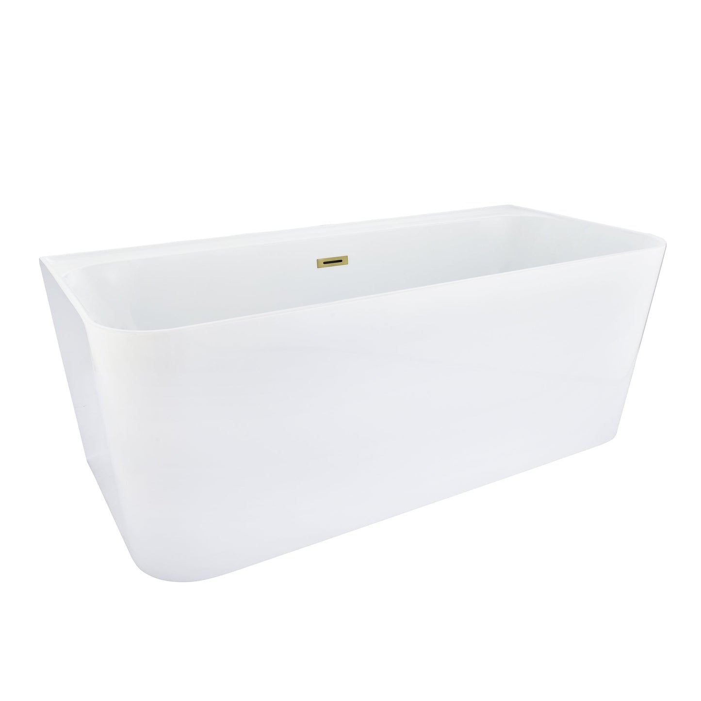 Groda 63" x 30" Flatbottom Freestanding Acrylic Soaking Bathtub in Glossy White with Drain and Overflow