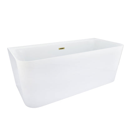 Groda 63" x 30" Flatbottom Freestanding Acrylic Soaking Bathtub in Glossy White with Drain and Overflow