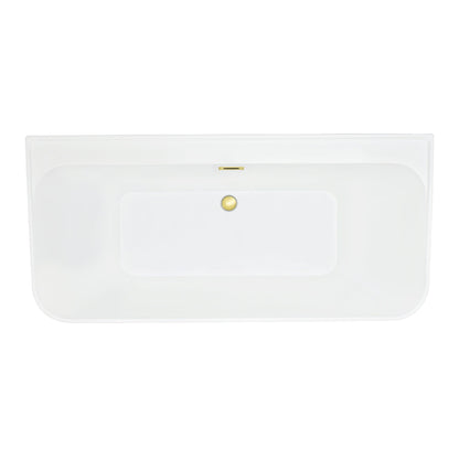 Groda 63" x 30" Flatbottom Freestanding Acrylic Soaking Bathtub in Glossy White with Drain and Overflow