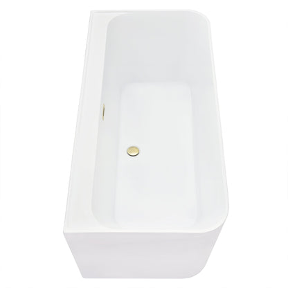 Groda 63" x 30" Flatbottom Freestanding Acrylic Soaking Bathtub in Glossy White with Drain and Overflow