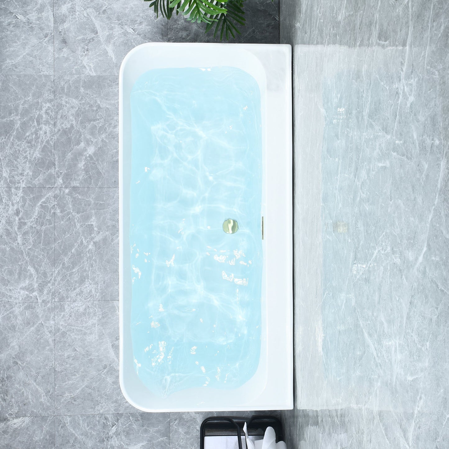 Groda 63" x 30" Flatbottom Freestanding Acrylic Soaking Bathtub in Glossy White with Drain and Overflow