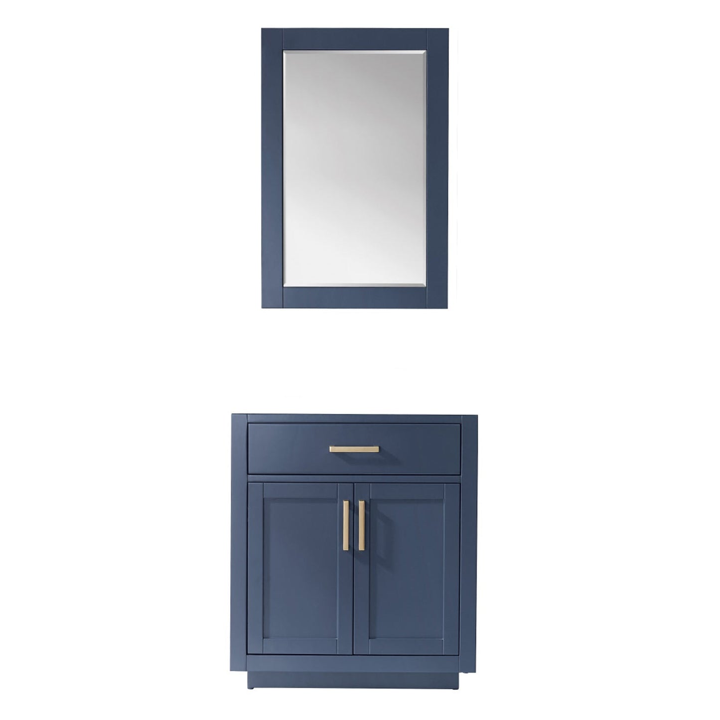 Ivy 30" Single Bathroom Vanity Cabinet Only in Royal Blue and Mirror, without Countertop